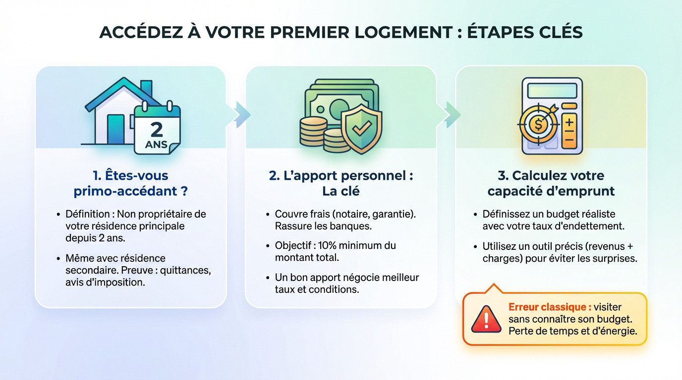 Illustration des étapes clés pour accéder à son premier logement