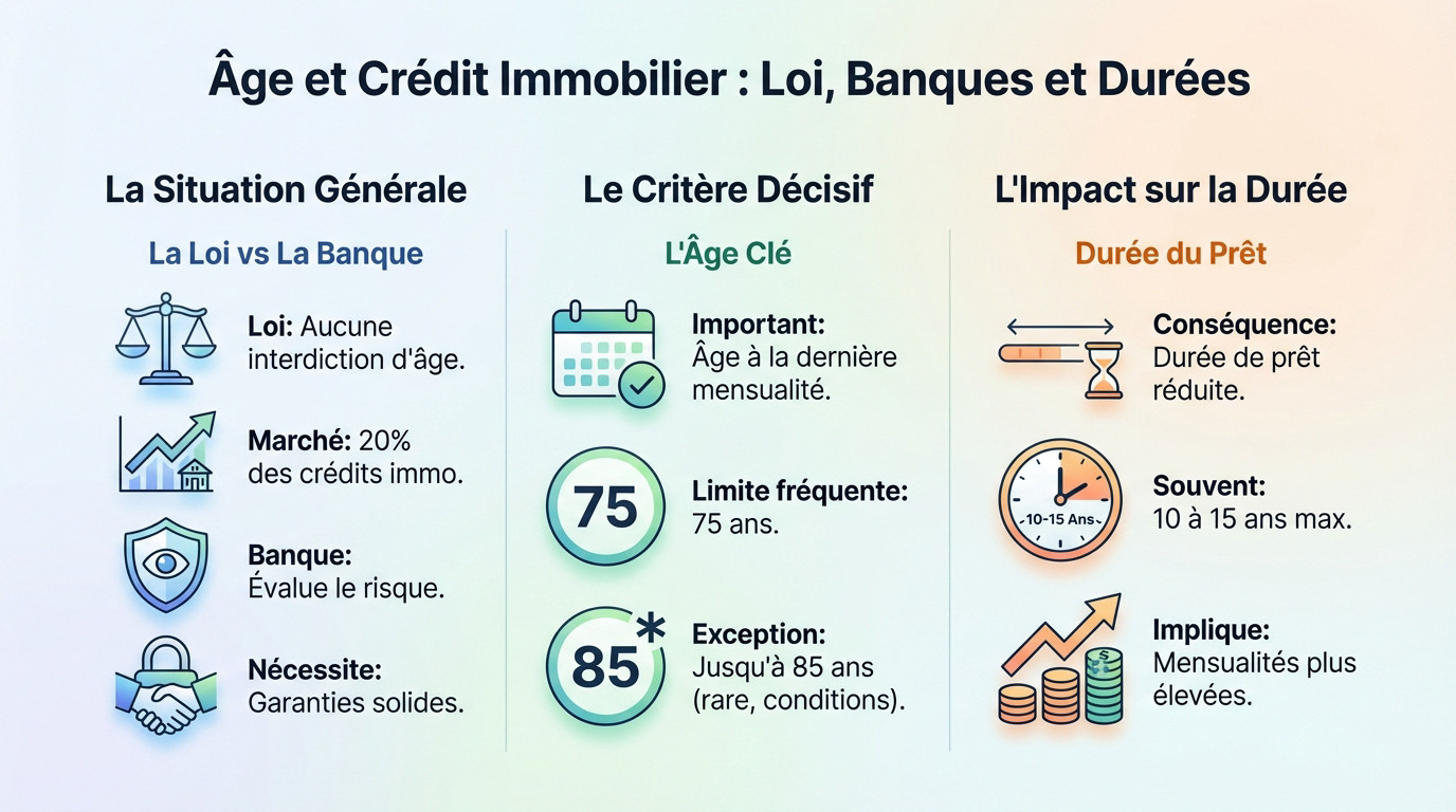 Graphique illustrant la durée de prêt immobilier réduite pour un senior de plus de 60 ans