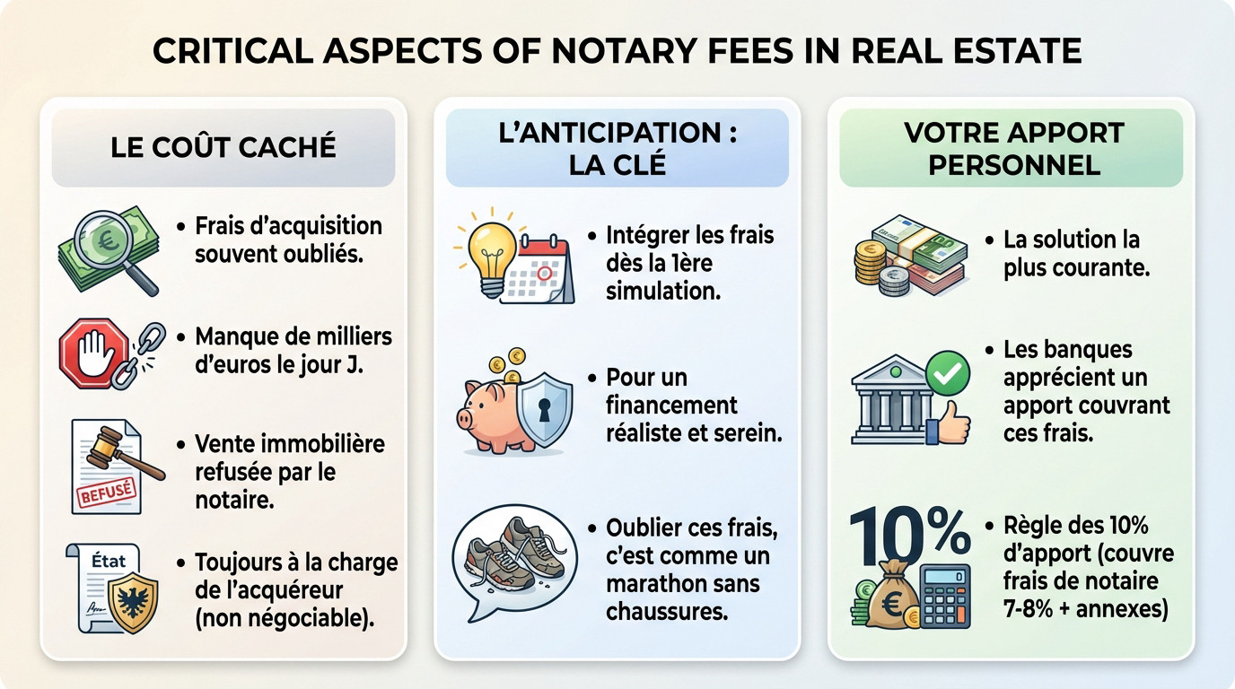 Graphique montrant la part des frais de notaire dans le budget global d'un achat immobilier