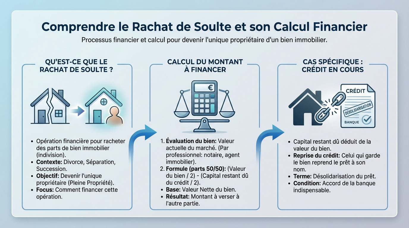 Illustration du calcul financier pour un rachat de soulte immobilier