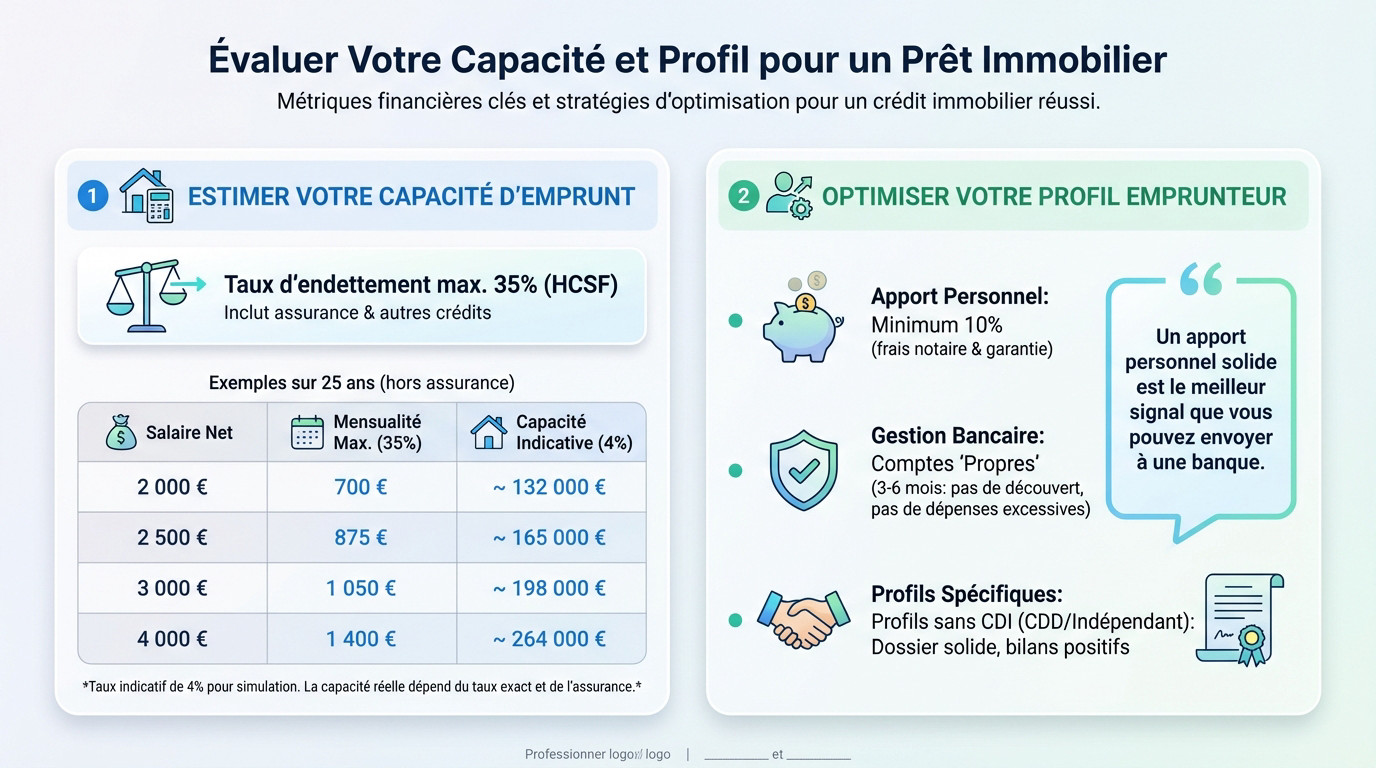 Évaluation de la capacité d'emprunt et du profil financier pour un crédit immobilier