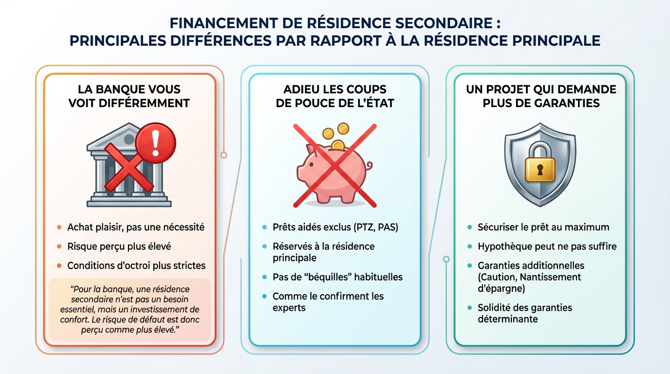 Comparaison des conditions de financement entre une résidence principale et secondaire