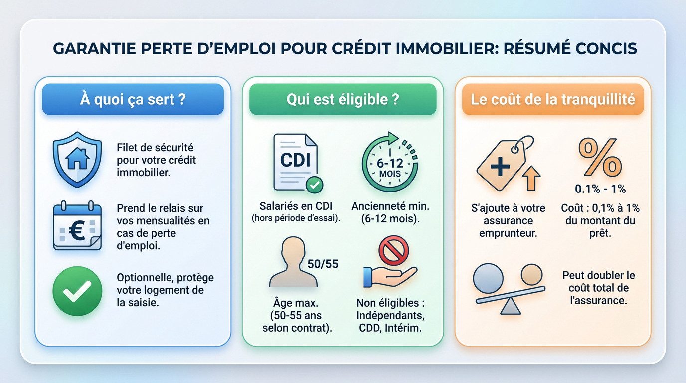 Schéma explicatif du fonctionnement de la garantie perte d'emploi pour un crédit immobilier