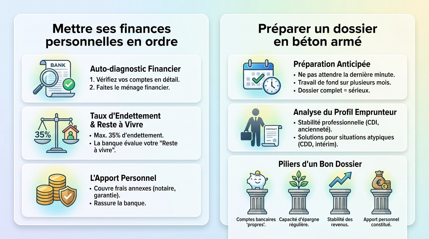 Guide visuel pour préparer un dossier de crédit immobilier réussi avec les documents clés