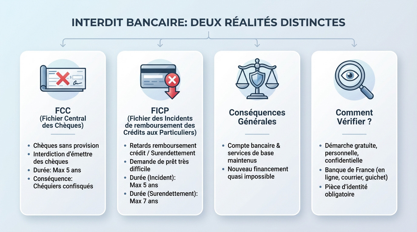 Illustration des différences entre les fichiers bancaires FCC et FICP
