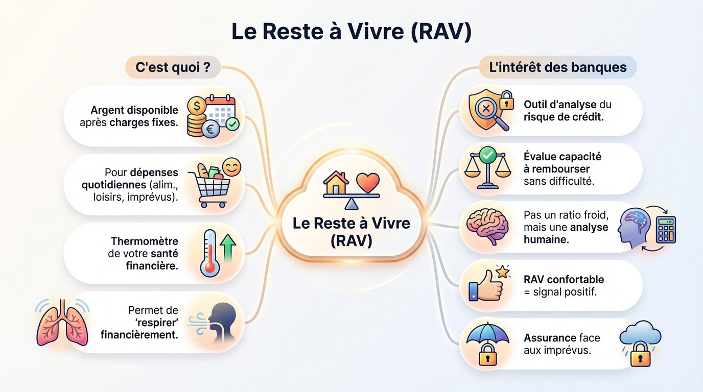 Illustration du reste à vivre et son importance pour les banques