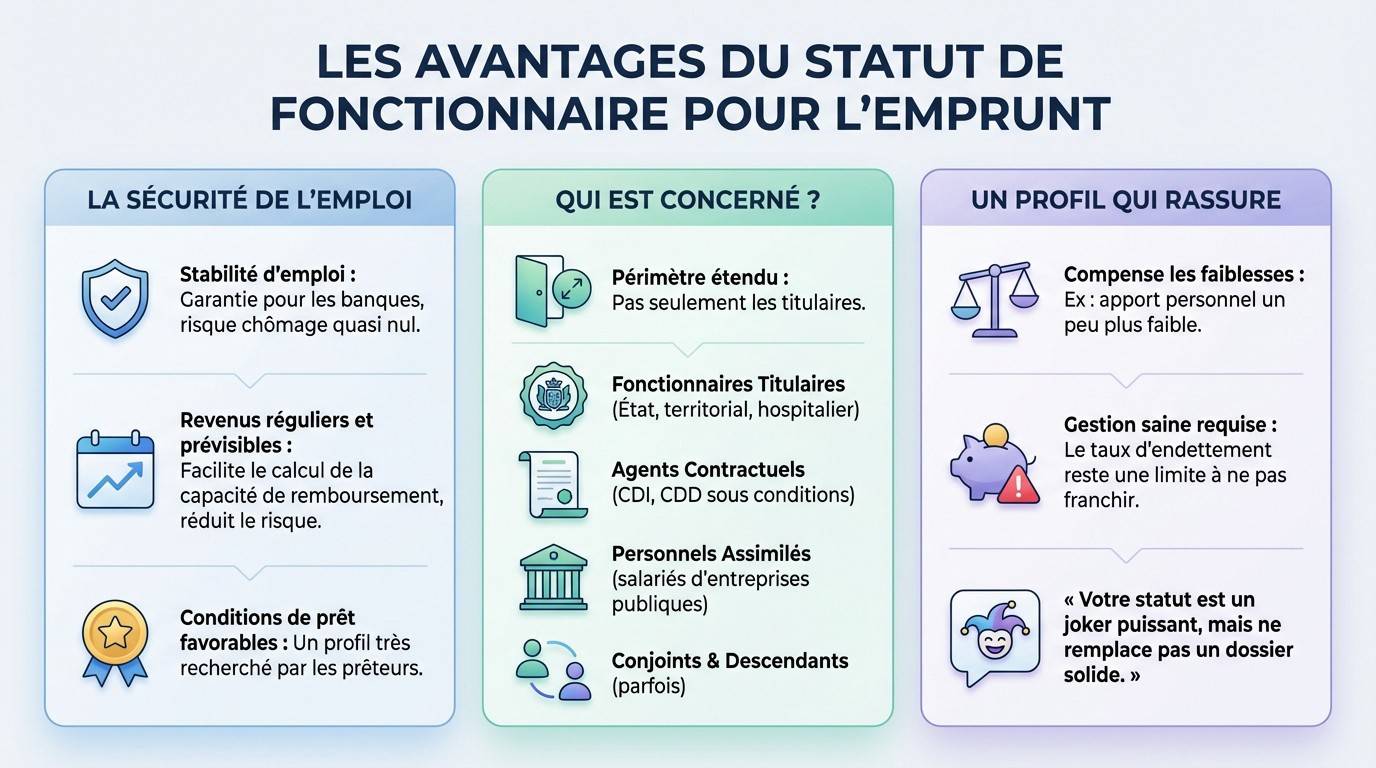 Illustration des avantages du statut de fonctionnaire pour obtenir un crédit immobilier