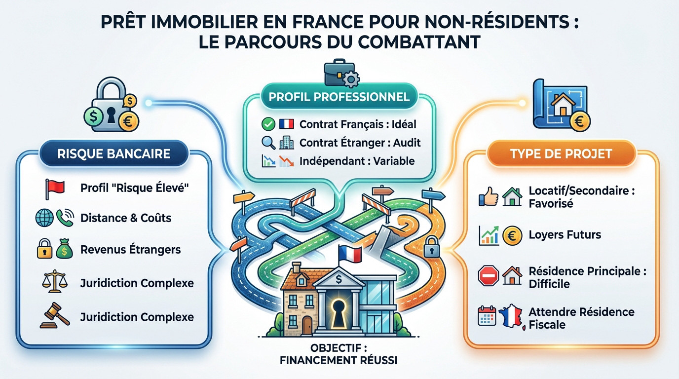Illustration des difficultés d'obtention d'un crédit immobilier en France pour un non-résident face aux banques
