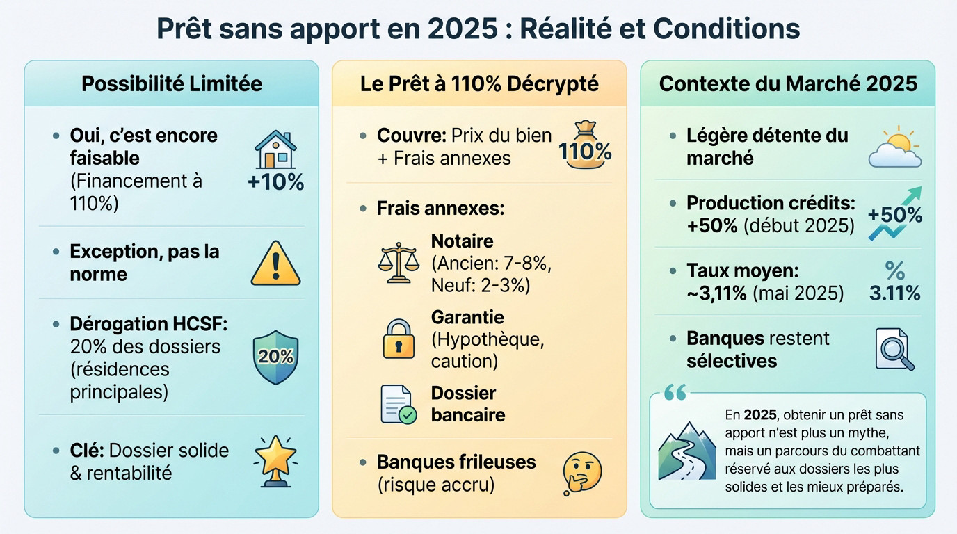 Analyse d'un dossier de crédit immobilier sans apport avec calculatrice et graphiques financiers
