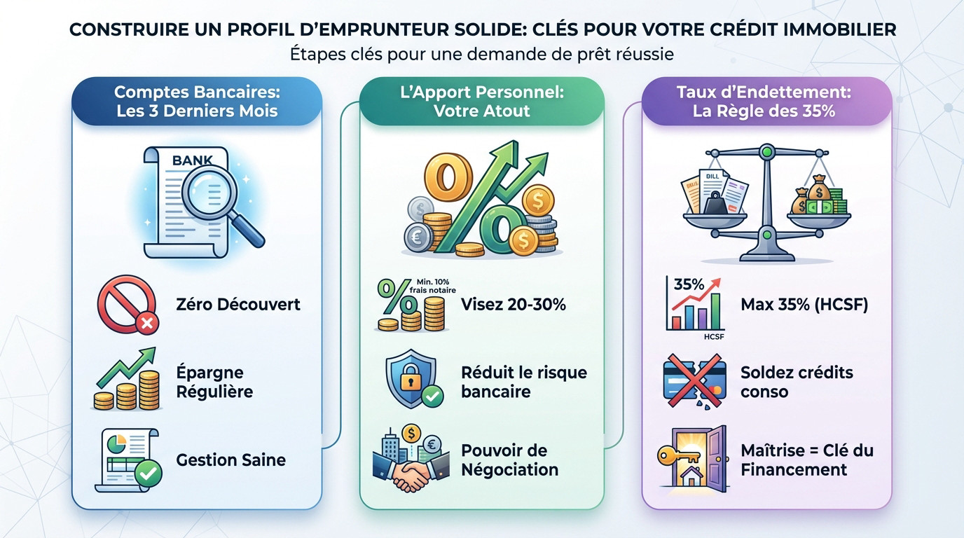 Dossier de crédit immobilier solide avec calculatrice et documents financiers