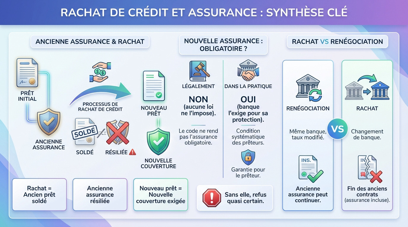 Schéma explicatif sur la fin de l'assurance lors d'un rachat de crédit
