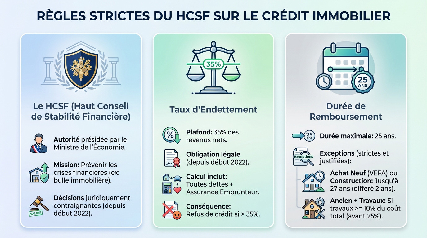 Illustration des règles strictes du HCSF impactant l'accès au crédit immobilier