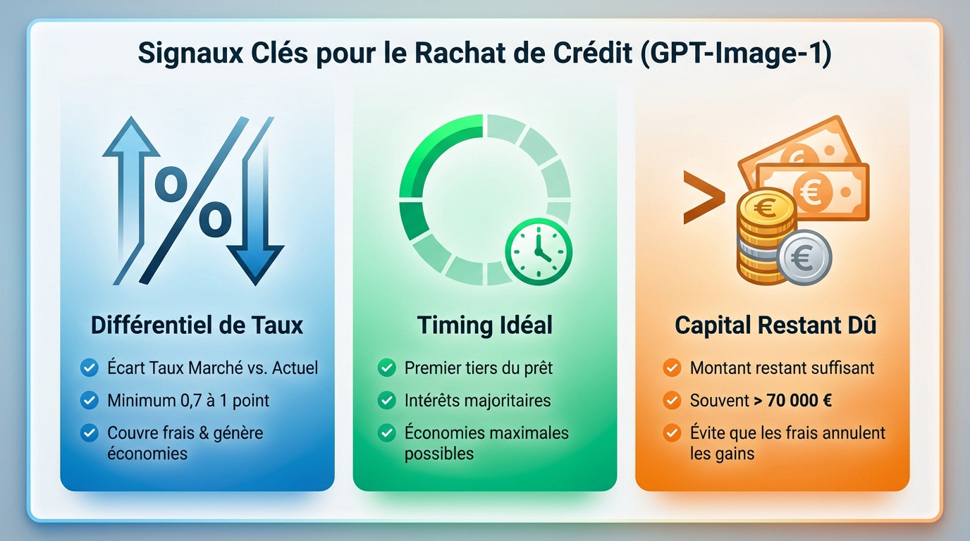 Graphique montrant les indicateurs clés pour un rachat de crédit immobilier rentable