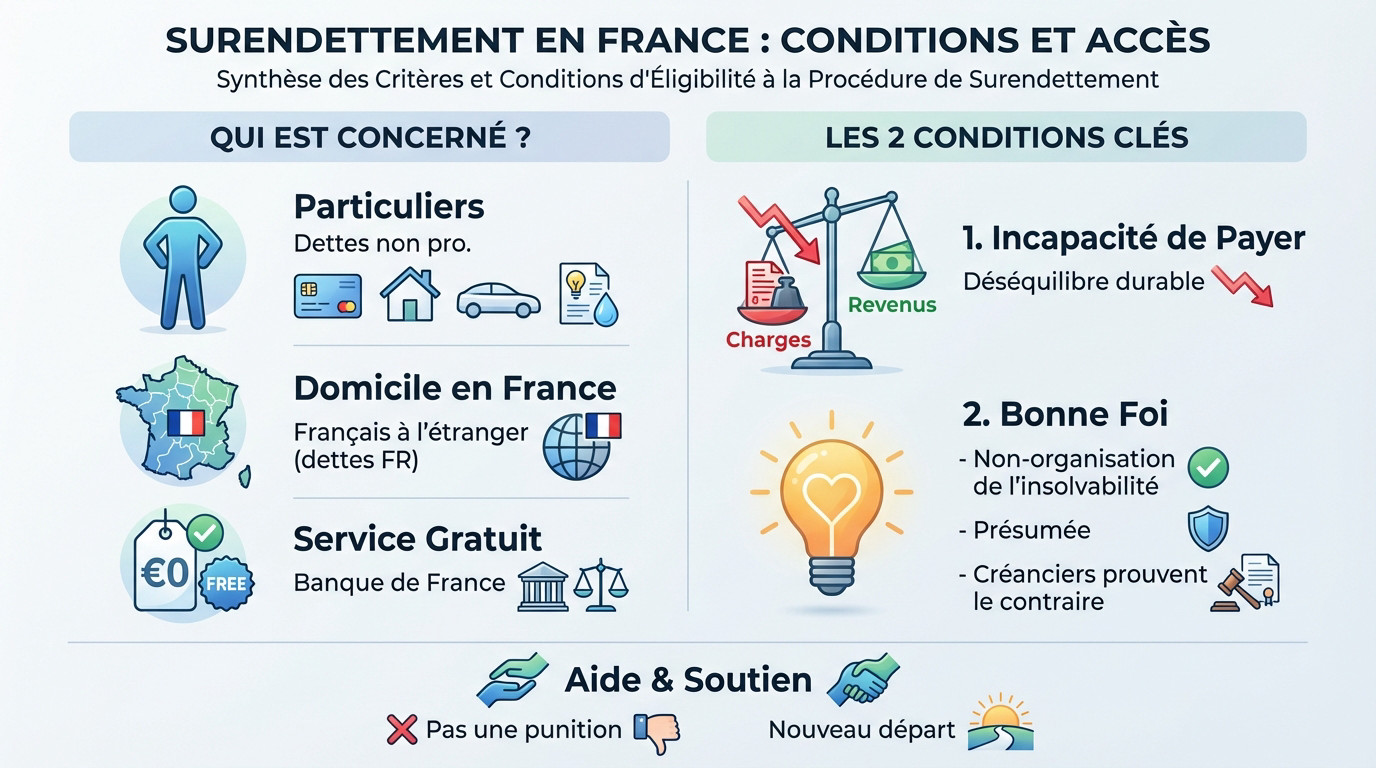 Dossier de surendettement sur un bureau avec calculatrice et stylos