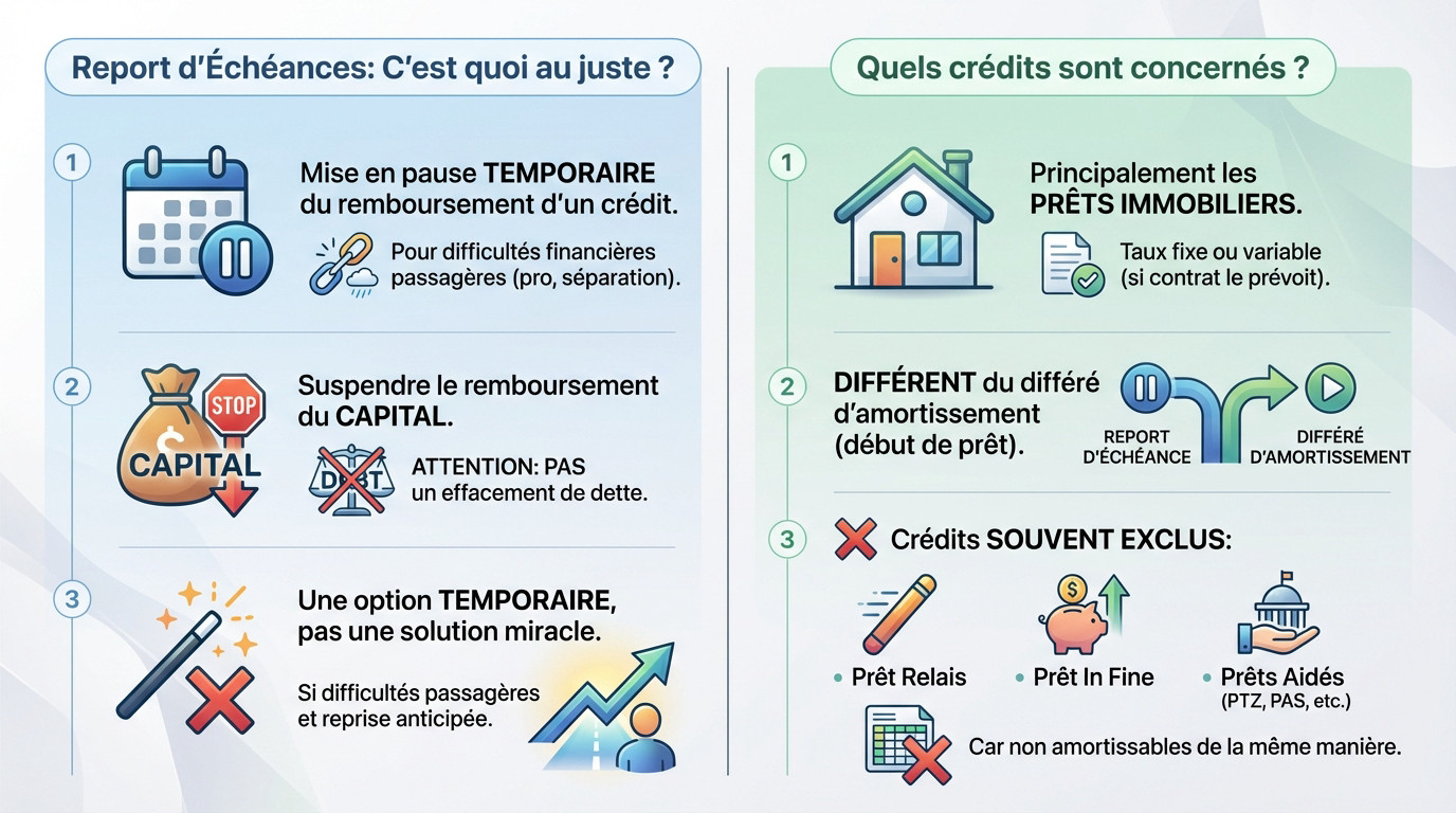 Illustration d'une personne calculant le report d'échéances de son crédit immobilier