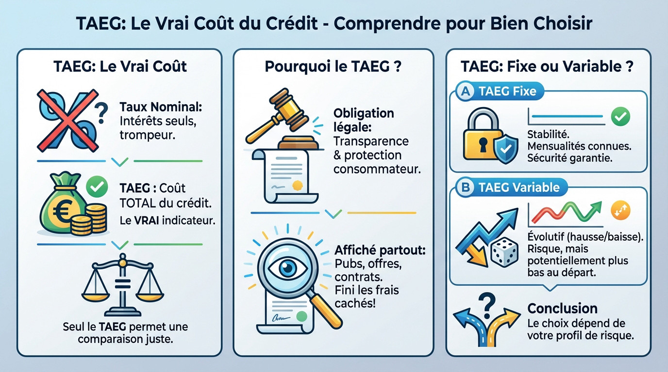 Comparaison visuelle entre taux nominal et TAEG pour comprendre le coût réel du crédit